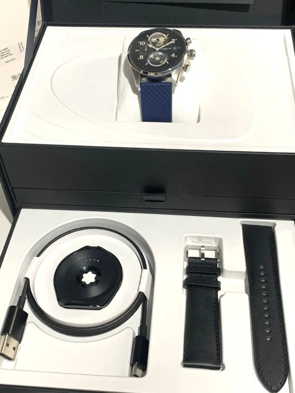 Montblanc Summit 3 Men's Watch Smartwatch Titanium Case Blue Rubber Strap 42mm